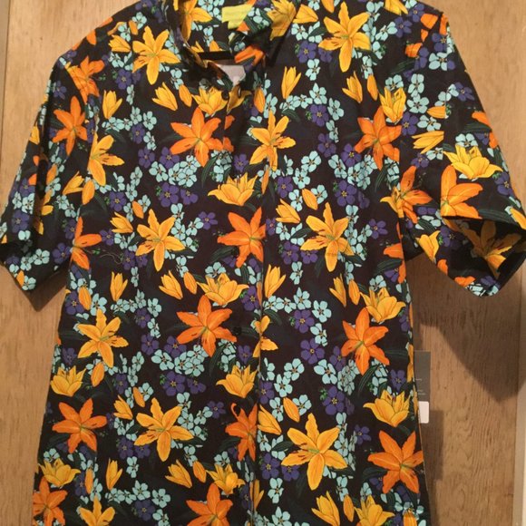 Poplin & Co Lily print short sleeve men's shirt new with tags - Picture 1 of 3